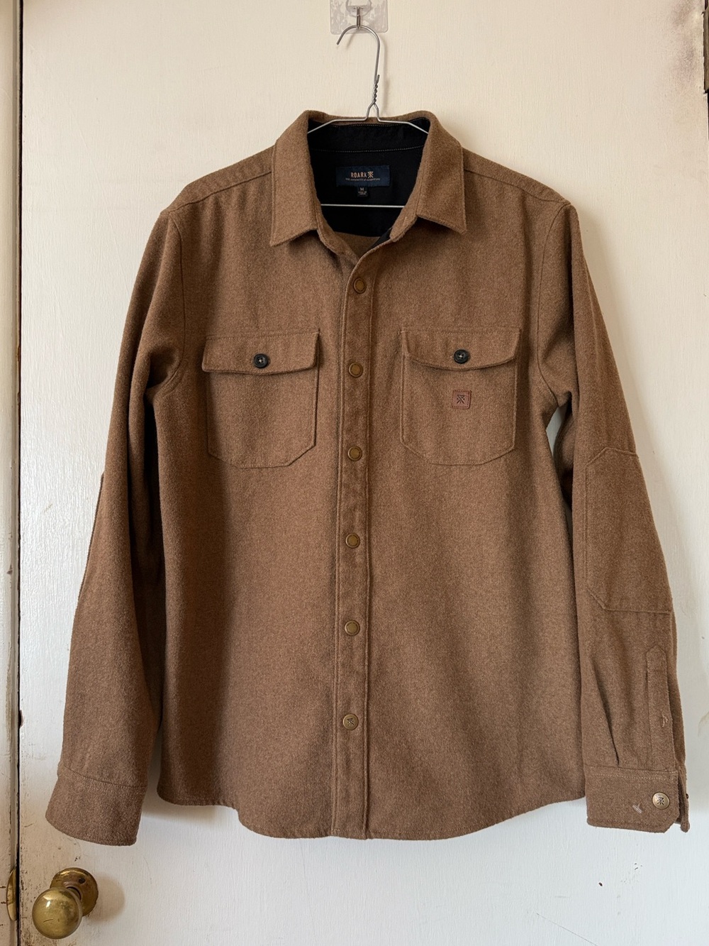 Roark Nordsman Long Sleeve Flannel Shirt brown Wool Blend Snaps | Men's Medium